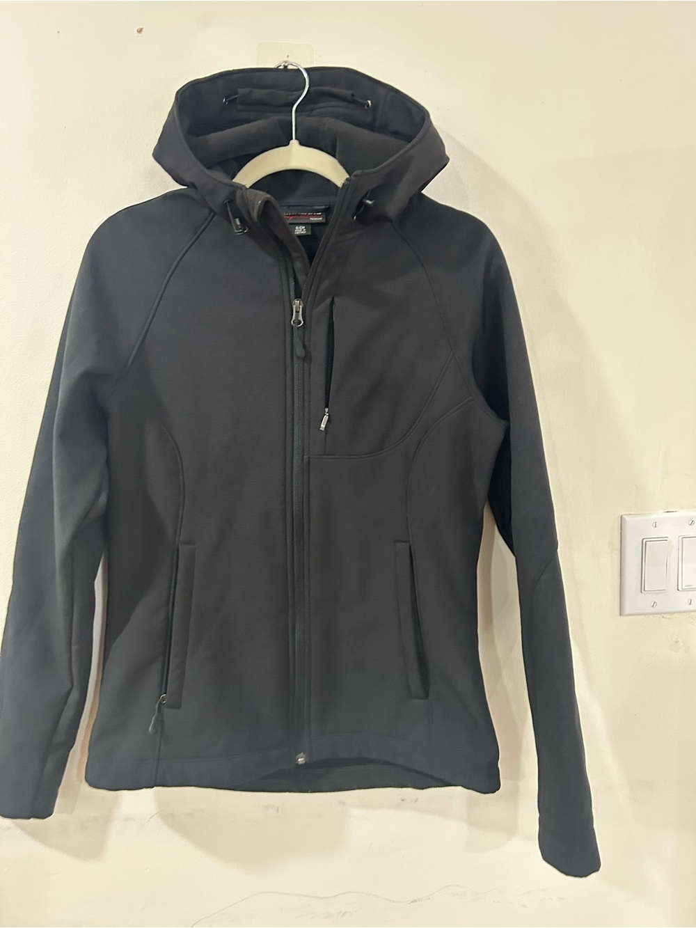 Women's Black Hooded Softshell Jacket size Small